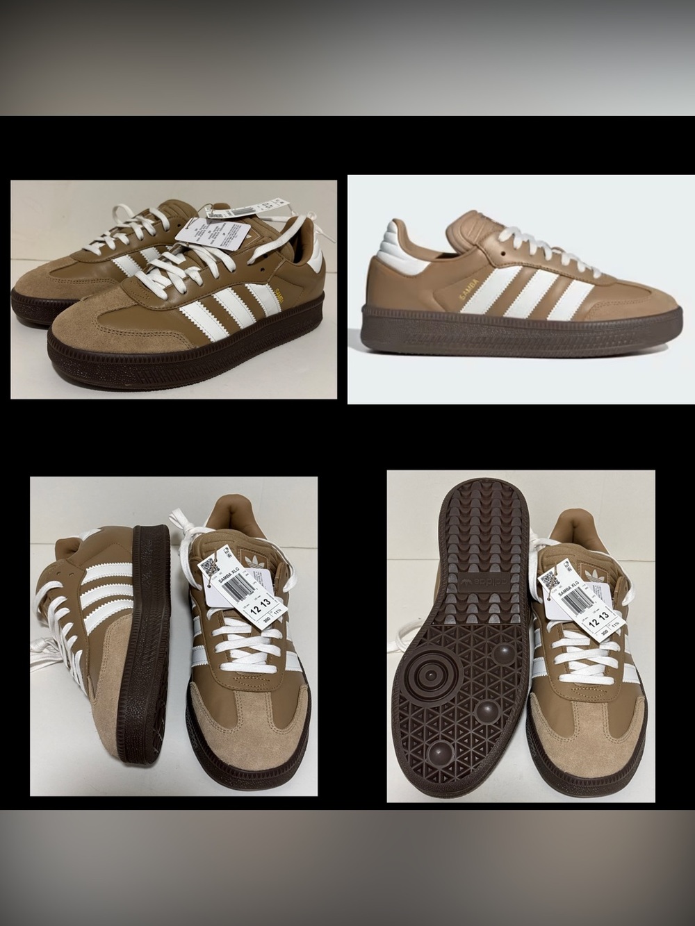 Adidas Samba Xlg Lace Up Brown & White Men’s size 12 NEW NO BOX!